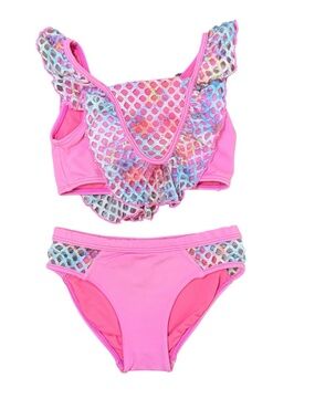 Little Peixoto Girls Pink Ruffle Bikini 2 Piece Swimsuit Size 8